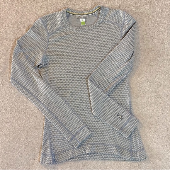 Smartwool Tops - Smartwool Grey White Long Sleeve Merino Wool Top S